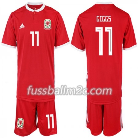 Fußballtrikots Wales Giggi 11 Kinder Heim Trikotsatz 2018-2019